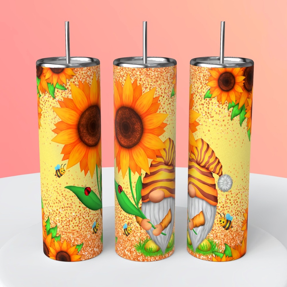 Sunflower gnome 20 oz tumbler